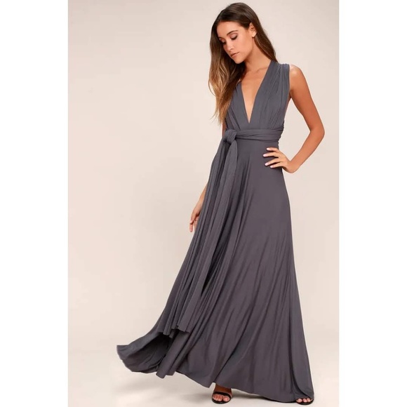 Lulus Dresses & Skirts - Worn once - Lulu's dark grey maxi dress-versatile